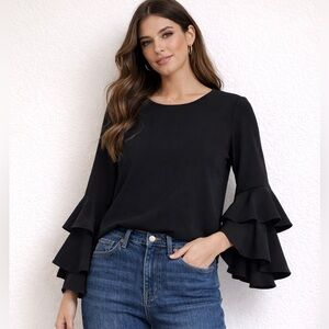 J. Crew Lana Tiered Bell Sleeved Top